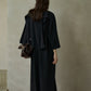 Wool blend straight back ribbon dress | 3 color