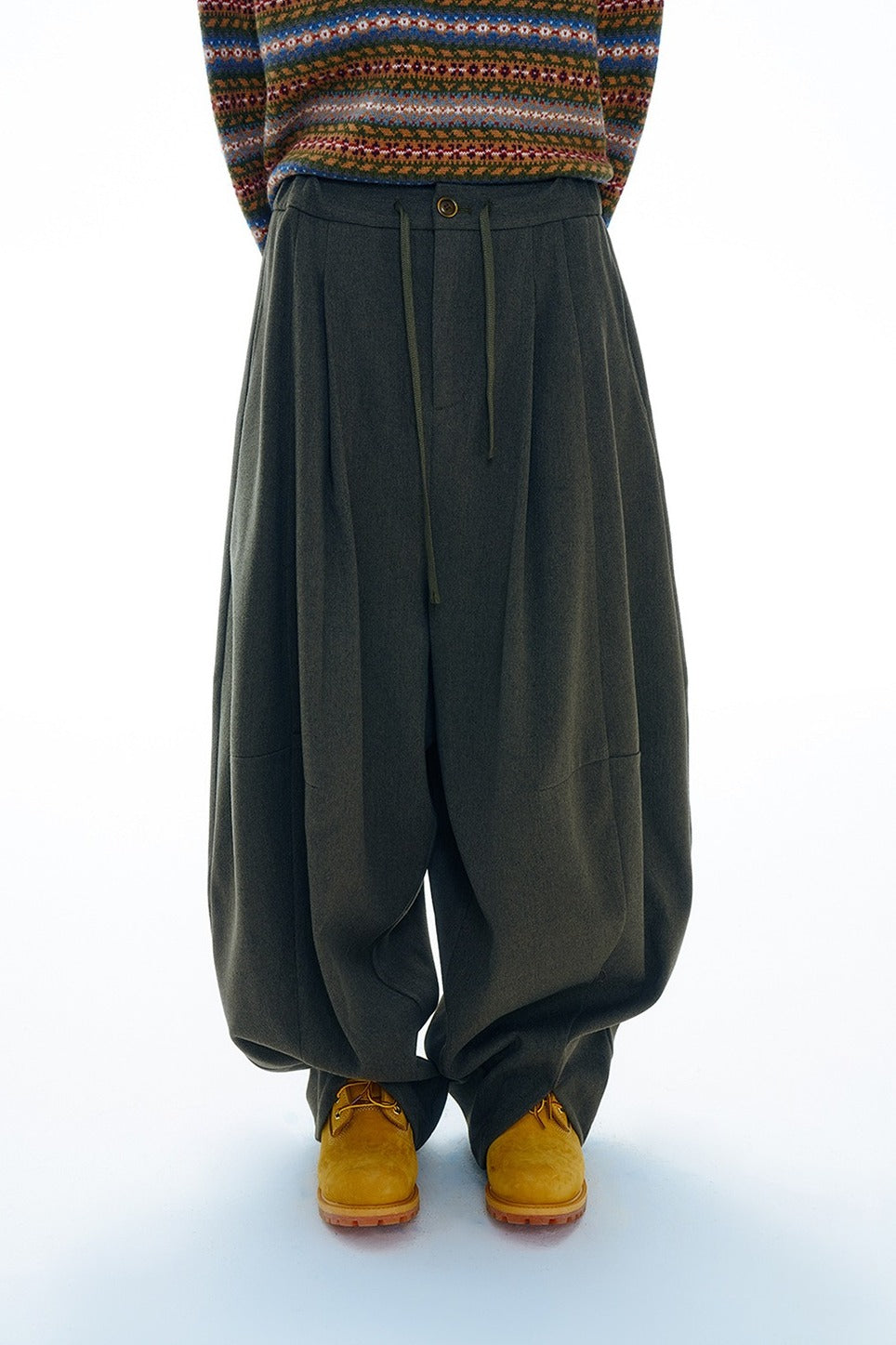 Thick ankle-skimming ultra wide-leg cocoon pants | 4 color