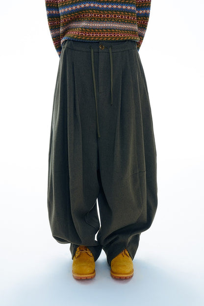 Thick ankle-skimming ultra wide-leg cocoon pants | 4 color