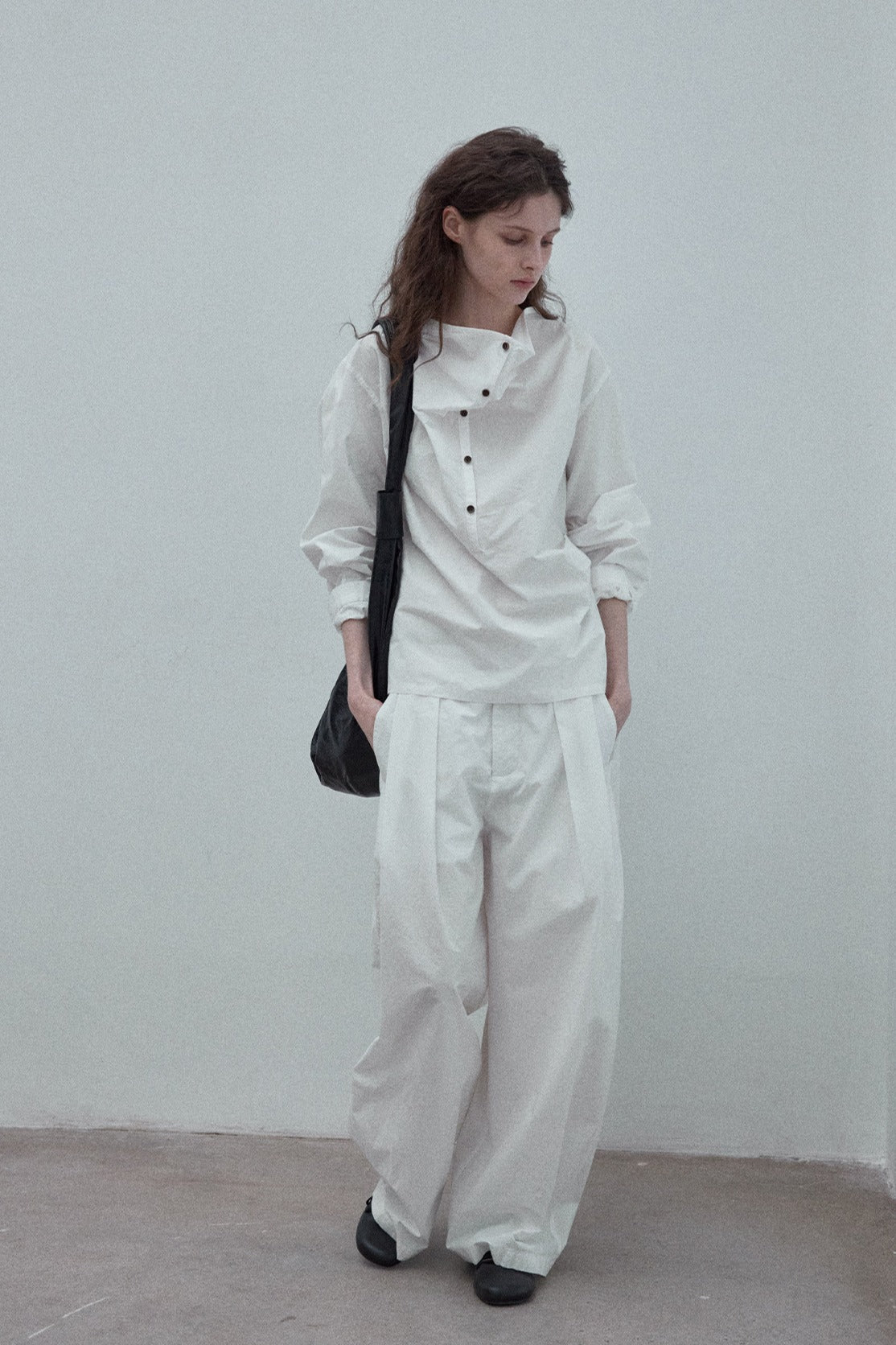 100% cotton relaxed-fit cowl neck casual shirt | 3 color