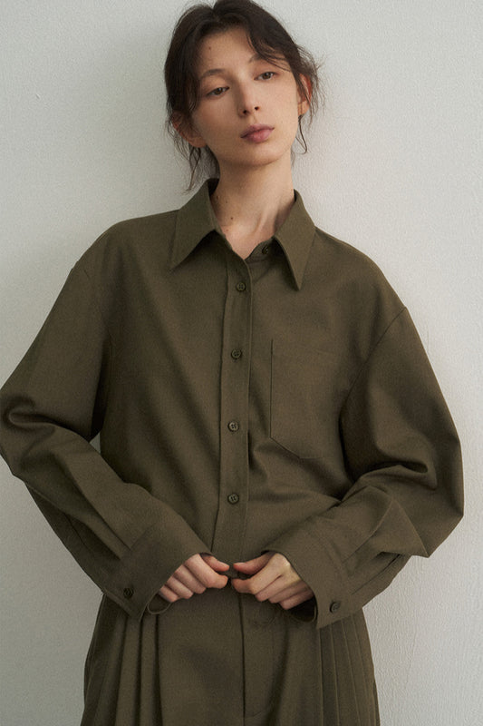 Raw-edge cropped shirt | 2 color