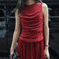 Asymmetric pleated drape tank dress | 3 color