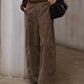 Cotton blend relaxed-fit curved leg corduroy pants | 3 color