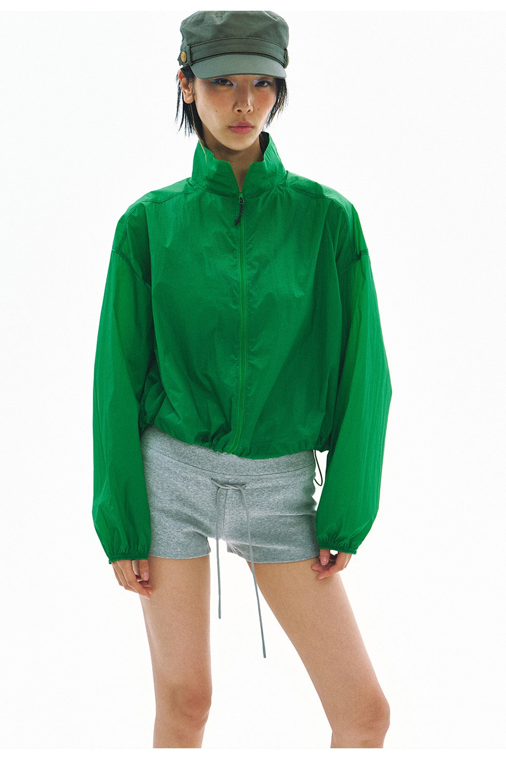 Minimalist stand-collar sheer jacket | 4 color