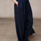Cotton blend wide leg tapered hem pants | 2 color