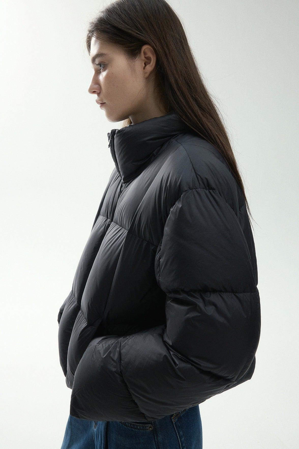 Stand-up collar chic style short down jacket | 4 color