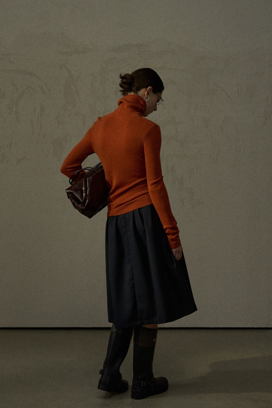 Jersey de cuello alto con bajo irregular, 100% lana | 7 colores