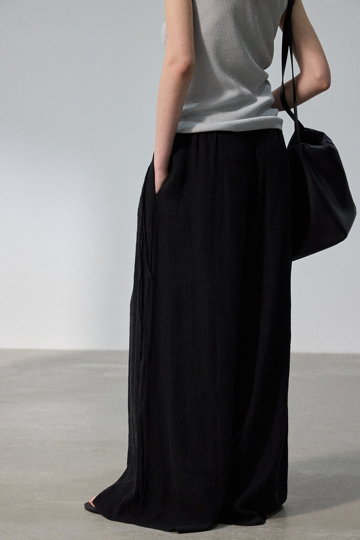 Lightweight textured wide leg casual pants | 3 color