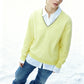 Wool blend soft touch lightweight V-neck sweater | 3 color