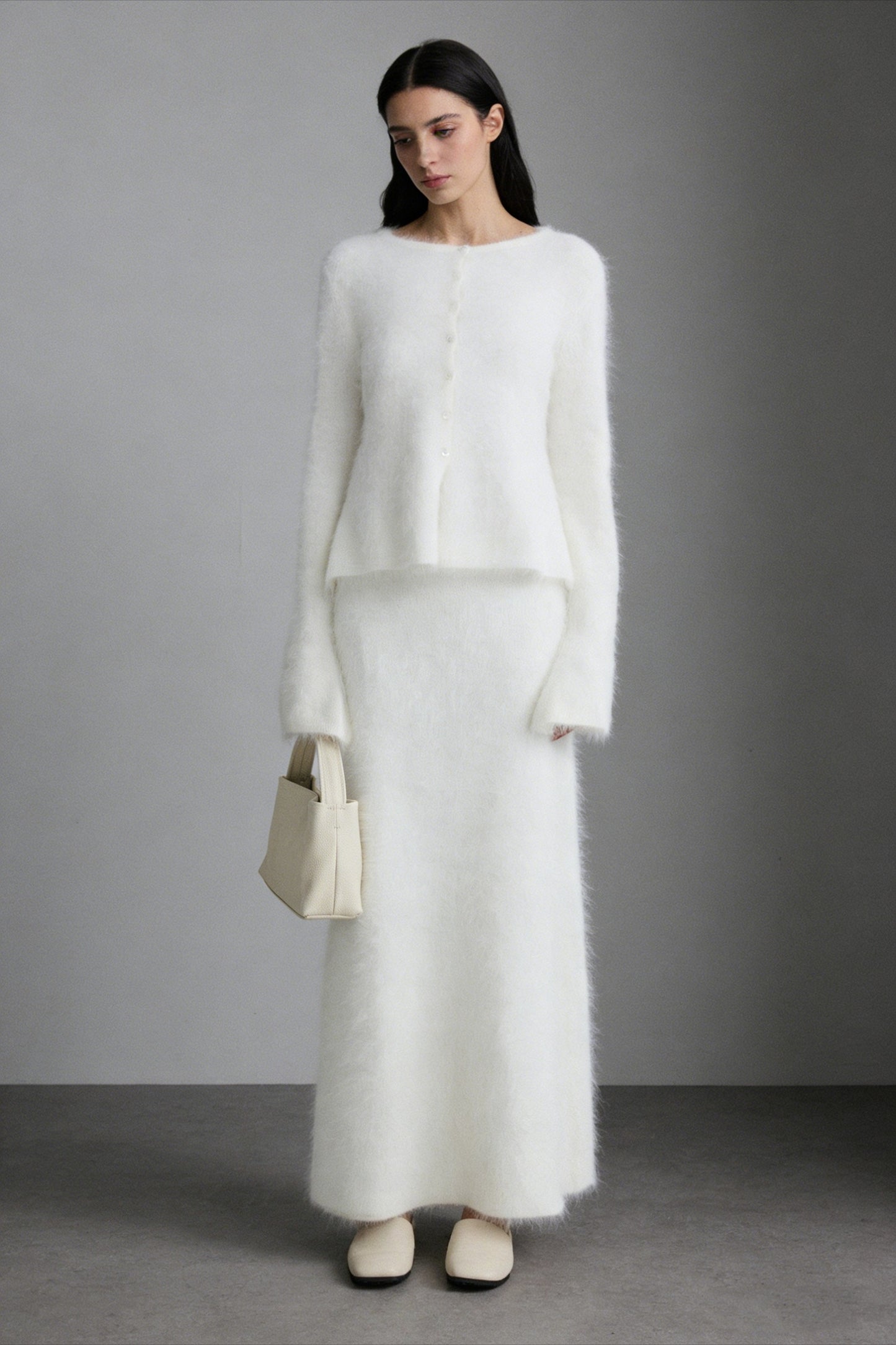 Otter-fleece blend soft drape skirt | 2 color