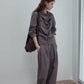 100% cotton cocoon shape pleats casual pants | 3 color