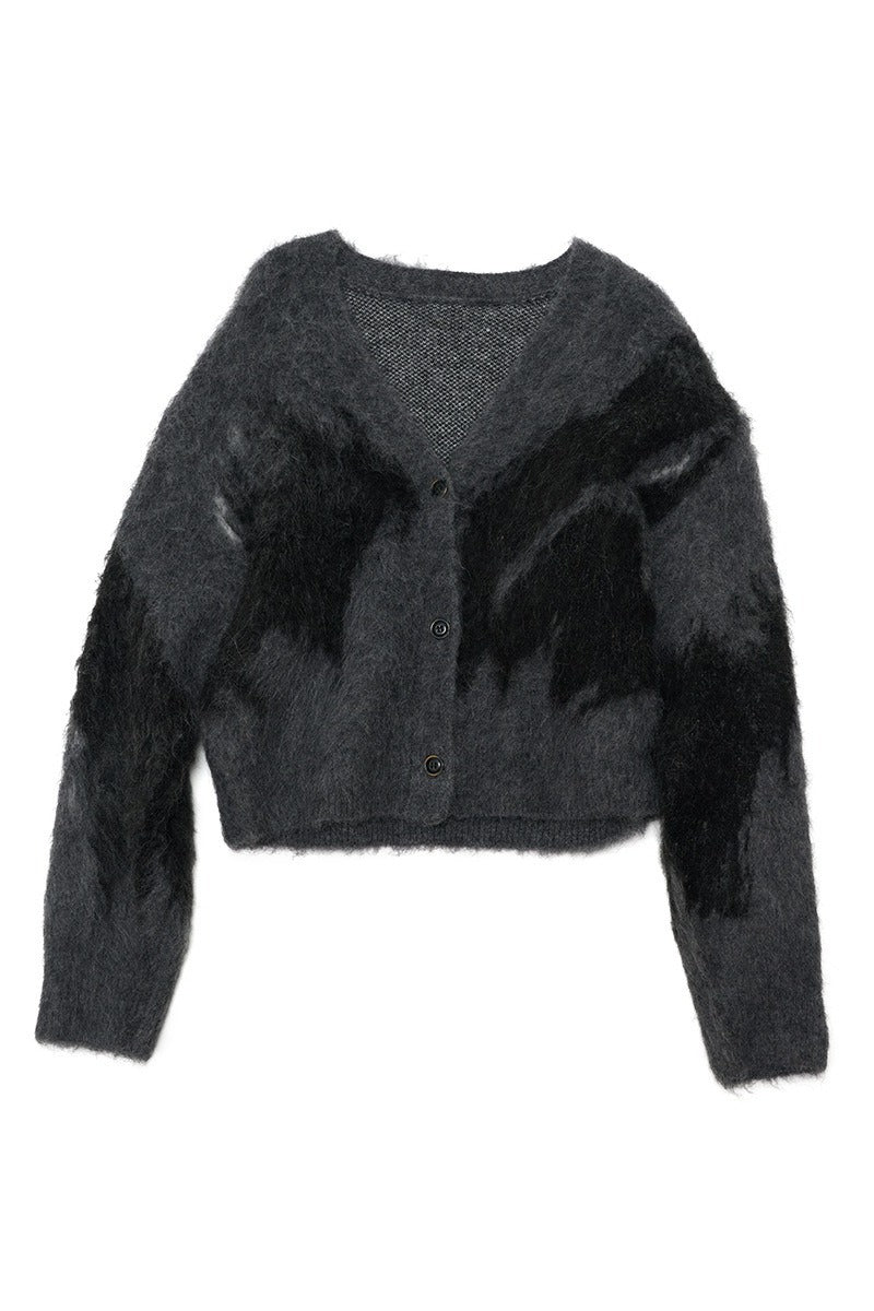 Alpaca blend V-neck casual cardigan | 3 color