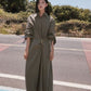 Cotton-nylon knot-belt minimal shirtdress | 3 color