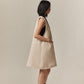 Grained U-neck raw edge vest skirt | 2 color