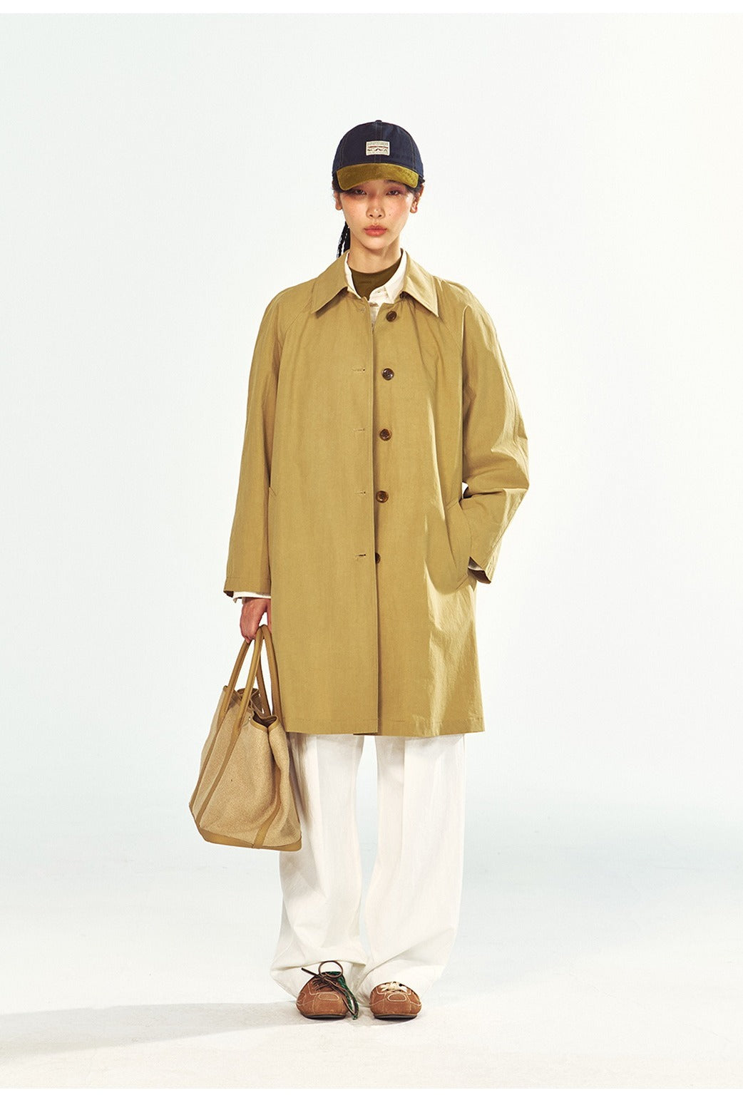 Cotton mid-length trench | 3 color