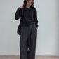 Wool blend wide-leg curved cropped pants | 3 color