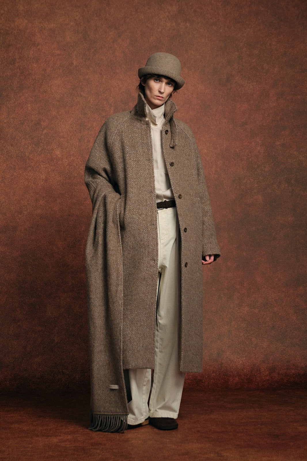 Wool blend fluffy minimalist coat | 2 color