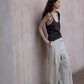 Cotton blend comfortable straight-leg pants with a belt | 3 color