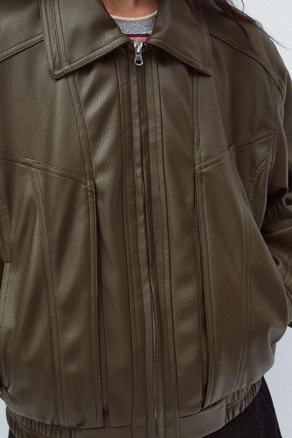 Snug fit cool style matte PU bomber jacket | 2 color