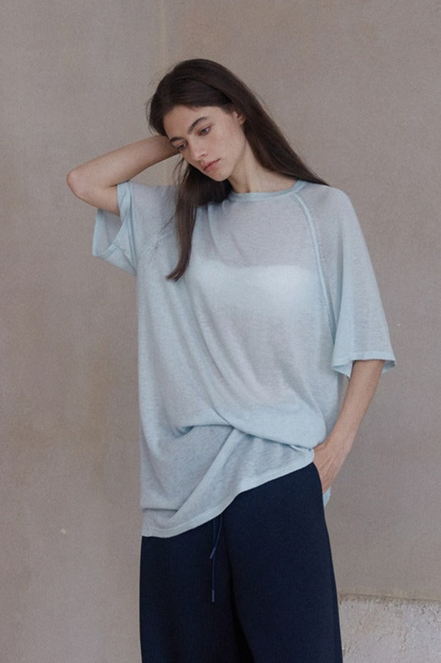 Wool blend relaxed fit raglan sleeves T-shirt | 3 color