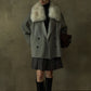 Wool blend large collar sophisticated jacket | 2 color