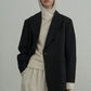 Wool containing peaked collar waisted suit jacket | 3 color