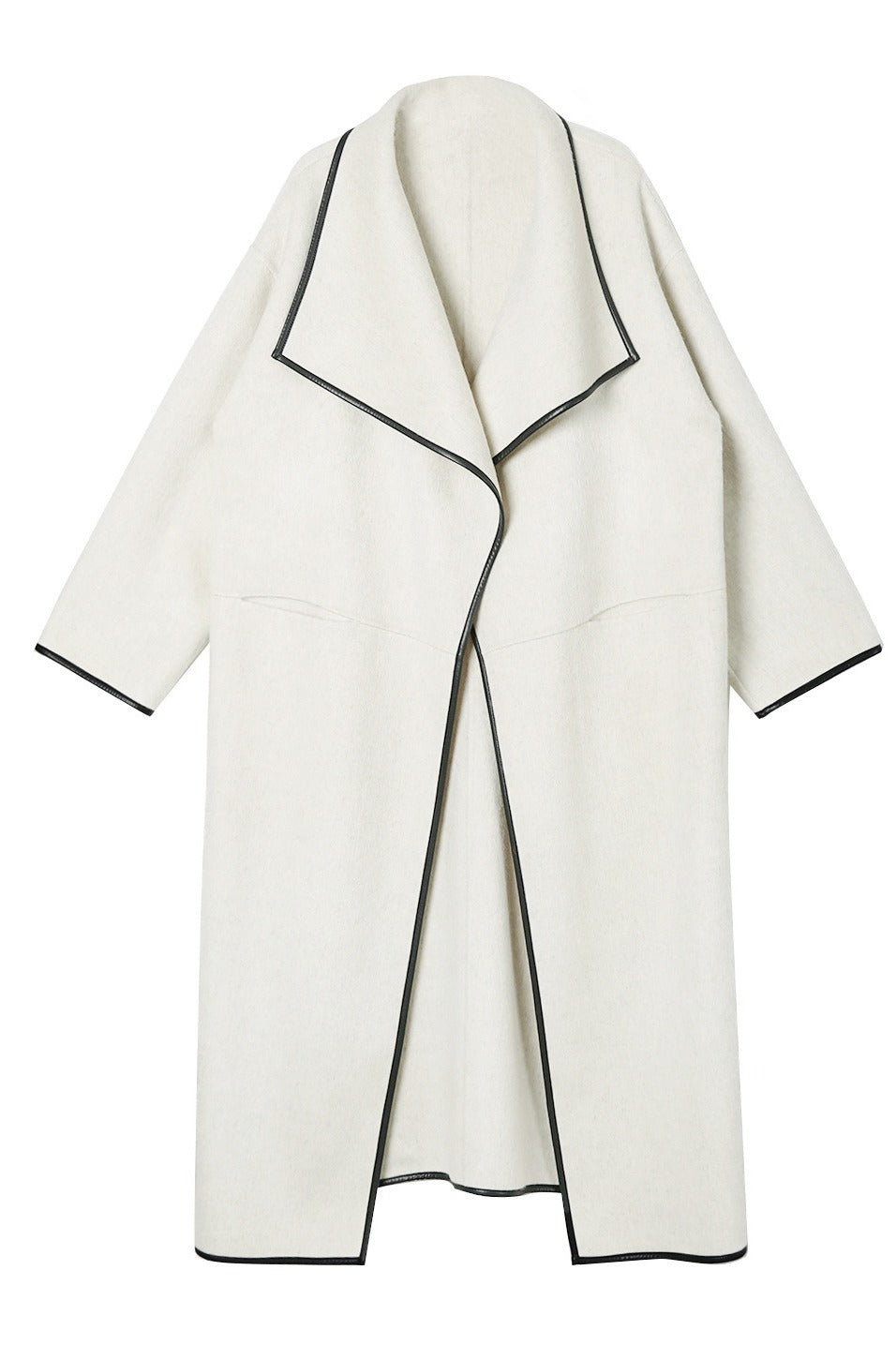 Wool-cashmere-silk large lapel overcoat