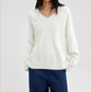 Wool blend soft long hair loose-fit V-neck sweater | 3 color