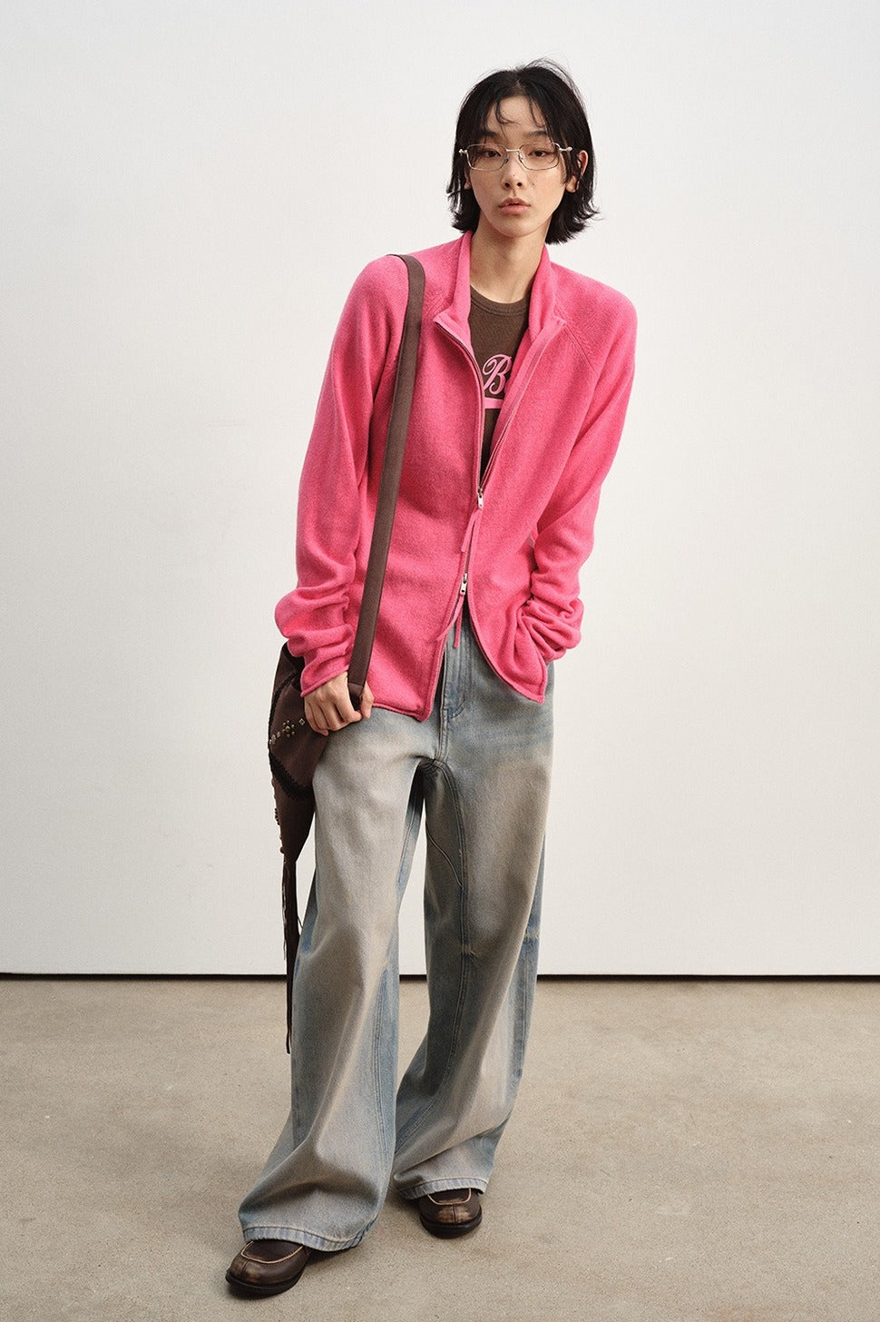 Wool blend slouchy fit dual-zip cardigan | 8 color