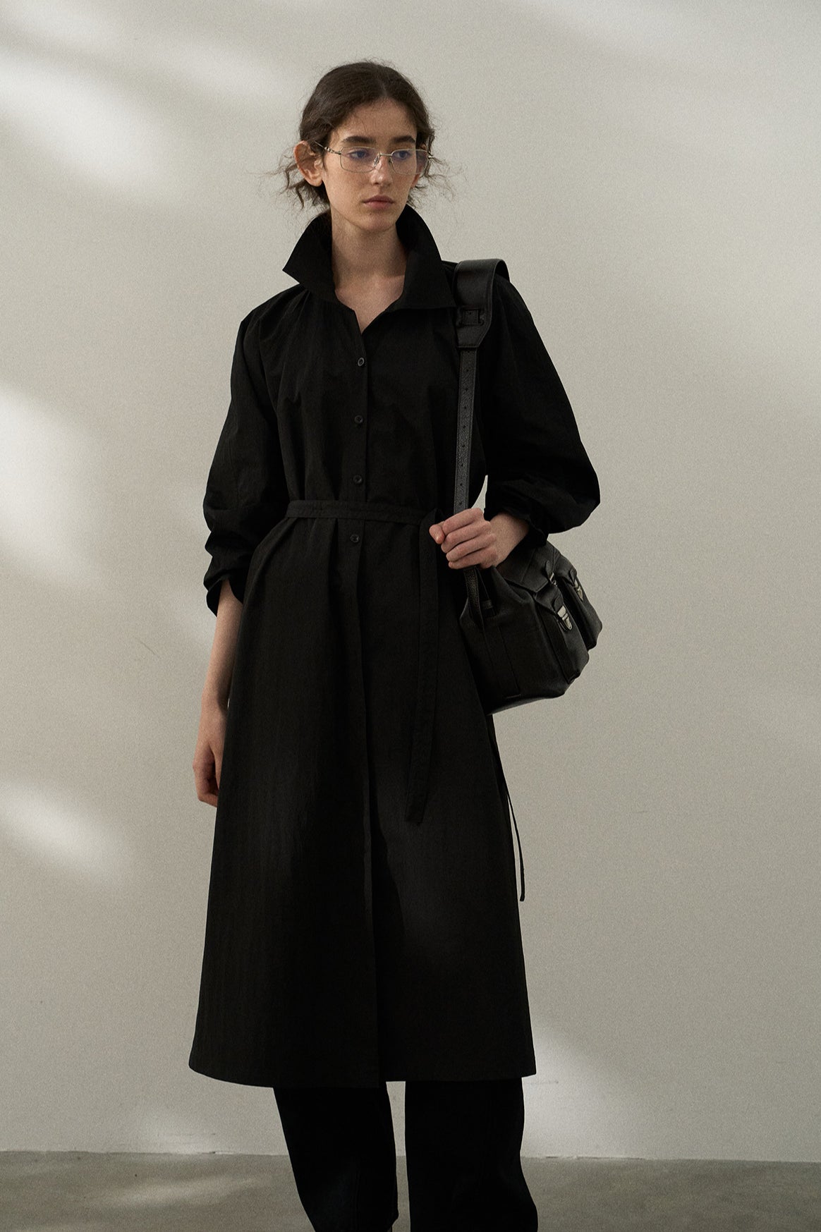 Longline crinkled loose shirt coat | 2 color