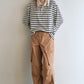 100% cotton loose-fit stripe pattern polo t-shirt | 4 color