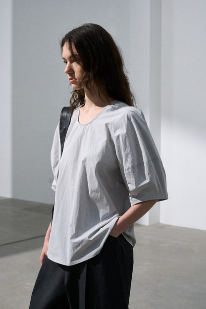 Blouse silhouette en coton mélangé papier | 3 couleurs