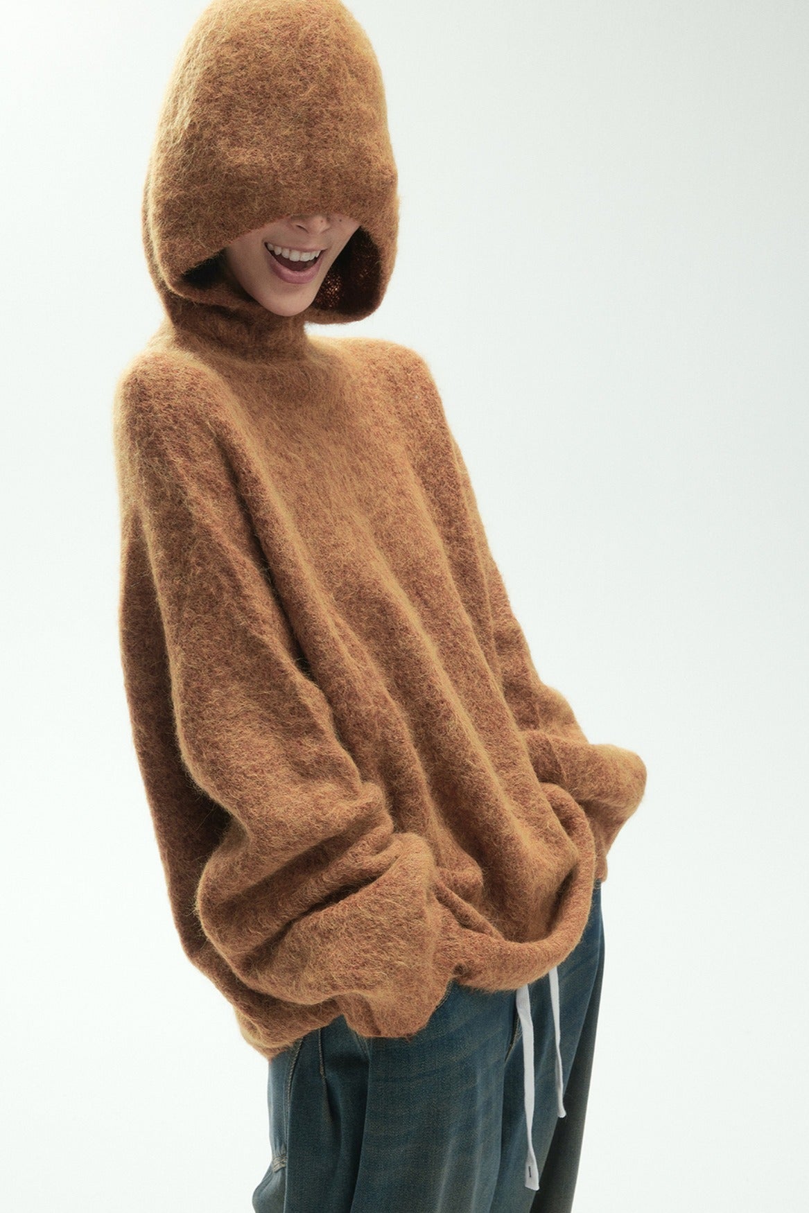 Alpaca blend plush long-haired hoodie sweater | 3 color