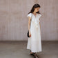 Cotton blend V-neck ruffled collar dress | 2 color