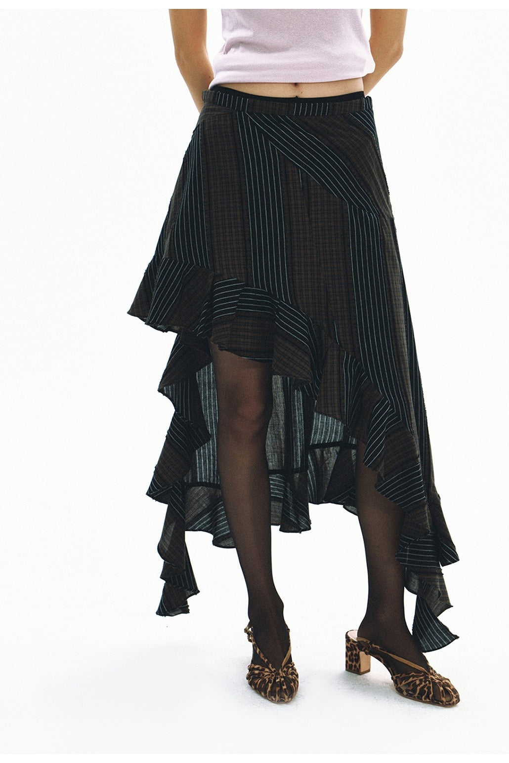100% cotton asymmetrical midi skirt | 3 color
