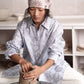 100% cotton silver-color-rose stripes shirt