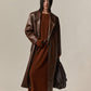 PU retro lapel trench coat | 2 color