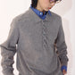 100 wool pleated placket polo sweater | 3 color