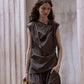 Cotton blend linen diagonal front vest shirt | 2 color