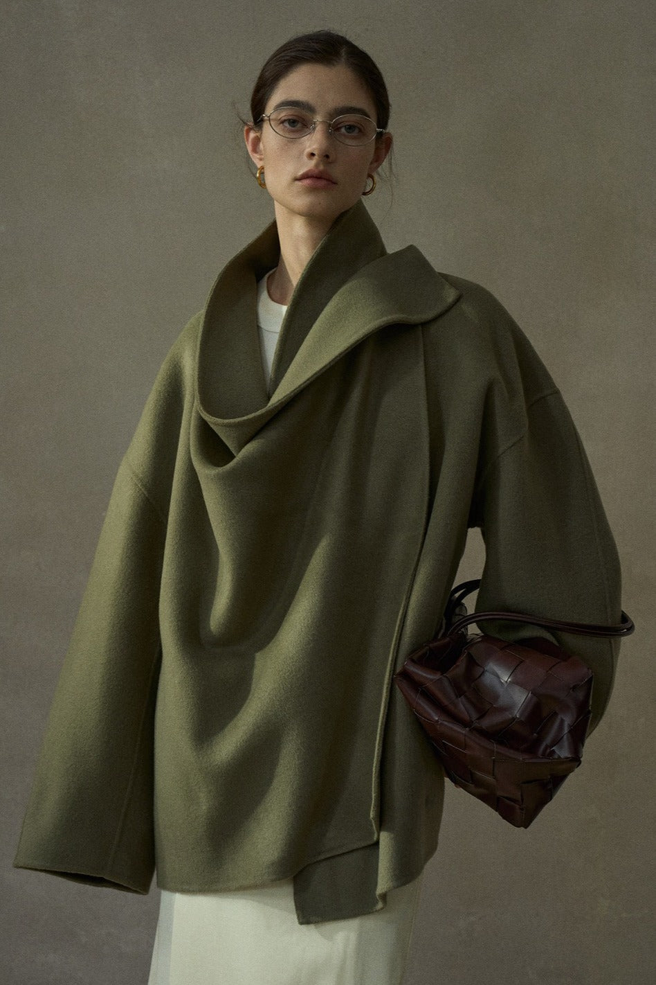Wool riched loose fit drape collar jacket | 3 color
