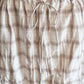 Linen-cotton crinkled elastic waist check skirt | 2 color