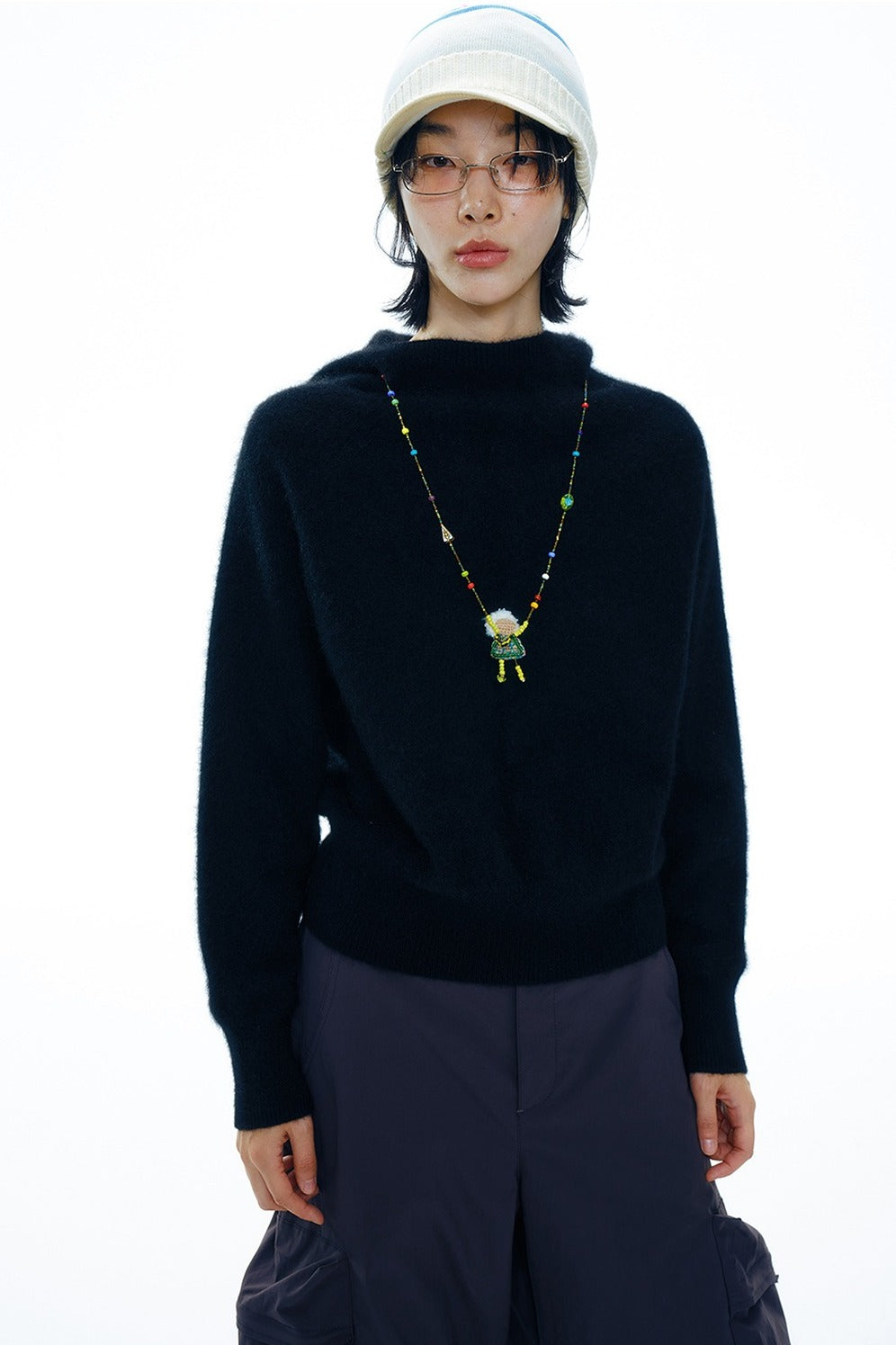 Yak down blend solid hue hoodie sweater | 4 color