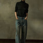 Cotton blend contrasting cuff scythe-shaped leg jeans | 2 color