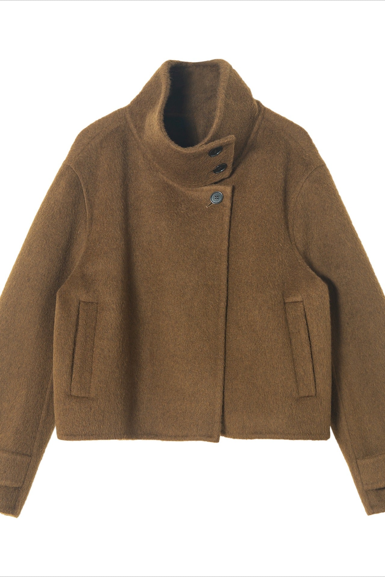 Wool blend alpaca stand collar chic jacket | 3 color