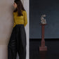 Cotton blend strong silhouette cocoon shape loose pants | 4 color