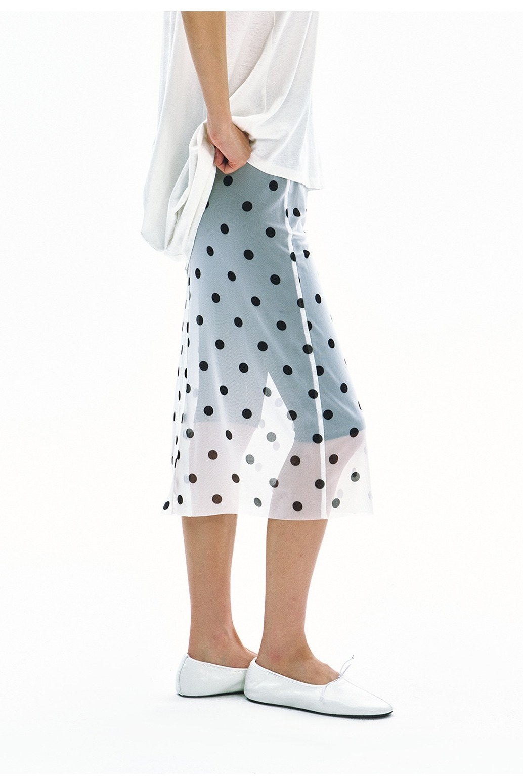 Stretch straight-fit sheer midi skirt | 3 color
