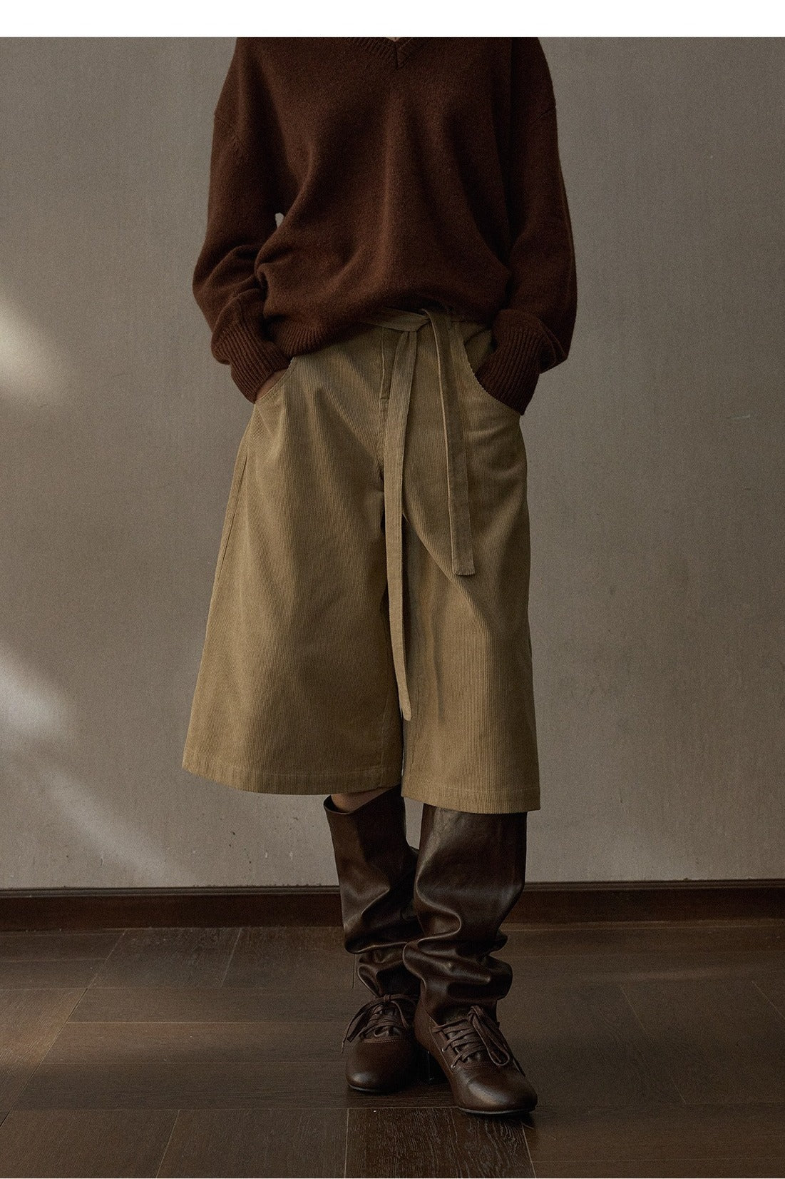 Soft cotton corduroy capri pants | 4 color