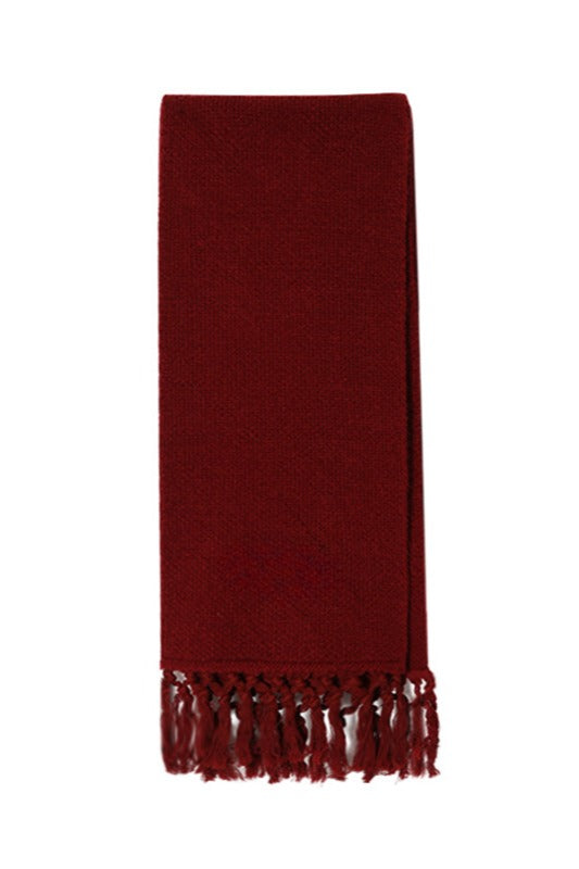 Cotton blend wool cozy fringed scarf | 4 color