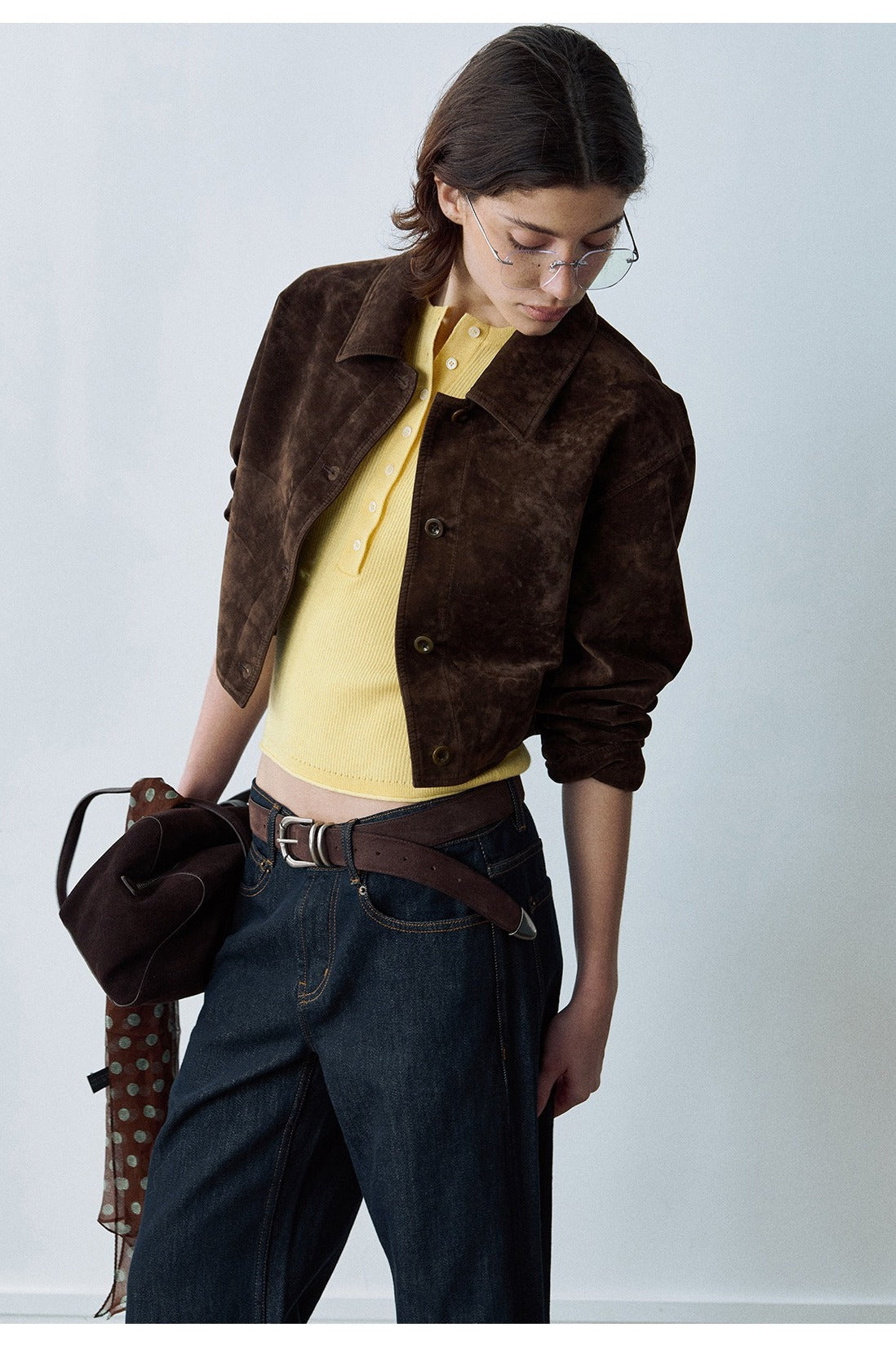 Matte finish cropped jacket | 2 color