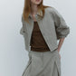 Cotton blend tactile texture cropped shirt | 3 color
